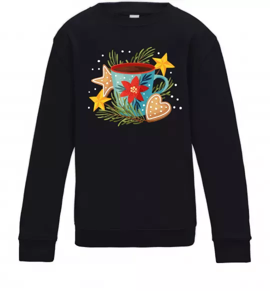 Детский Свитшот Чашка новорічна Черный фото