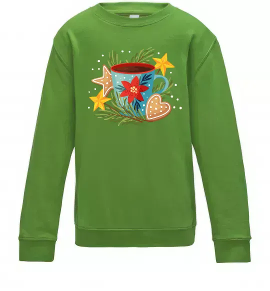 Детский Свитшот Чашка новорічна Лаймовый фото