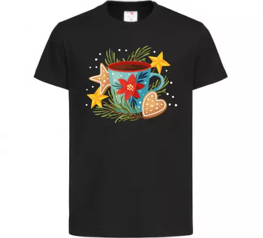 Детская футболка Чашка новорічна Черный фото