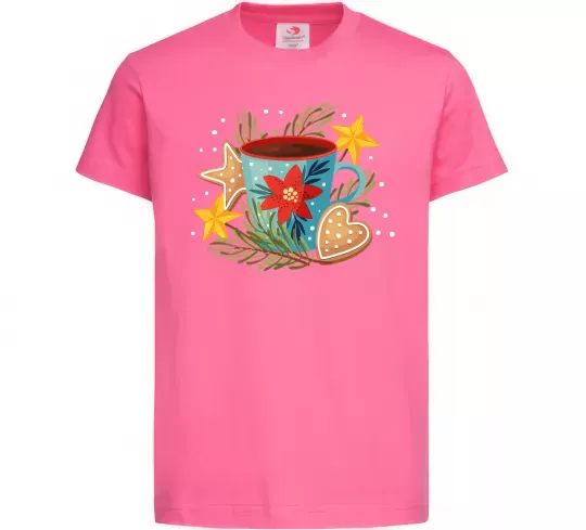 Детская футболка Чашка новорічна Ярко-розовый фото
