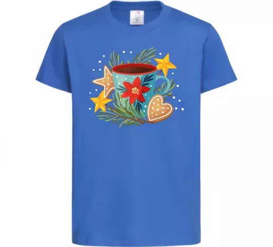 Детская футболка Чашка новорічна Ярко-синий фото