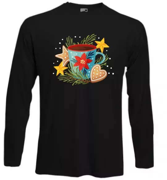 Лонгслив Чашка новорічна Черный фото