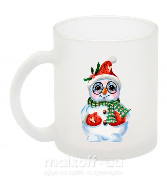 Чашка стеклянная Снеговик в варежках Фроузен фото