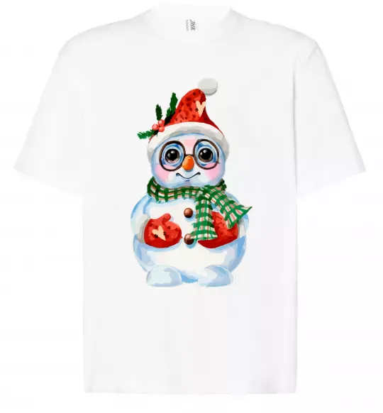 Футболка Оверсайз Сніговик в рукавичках Белый фото