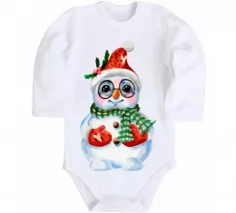Детский боди Сніговик в рукавичках Белый фото