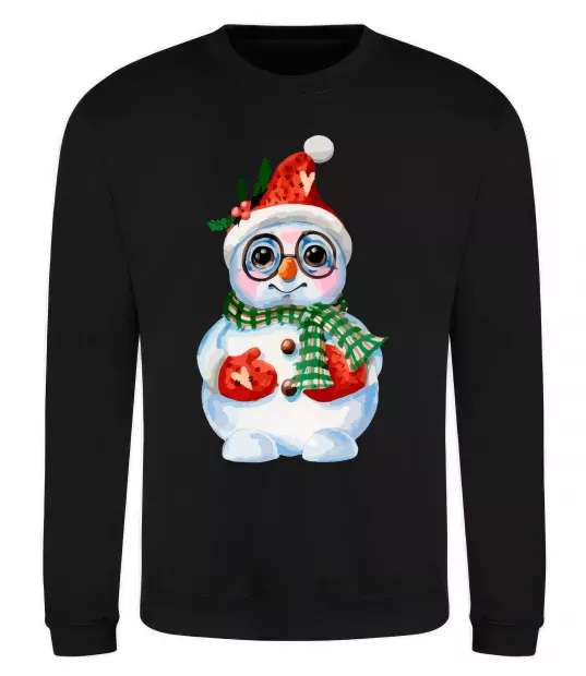 Свитшот Сніговик в рукавичках Черный фото