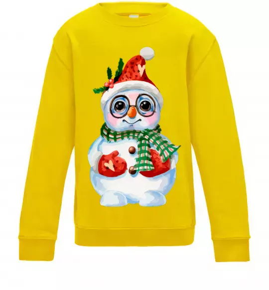 Детский Свитшот Сніговик в рукавичках Солнечно желтый фото