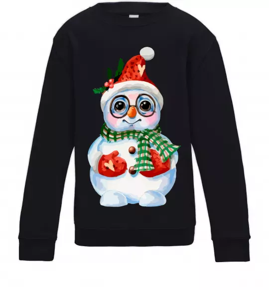 Детский Свитшот Сніговик в рукавичках Черный фото