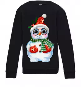 Детский Свитшот Сніговик в рукавичках Черный фото
