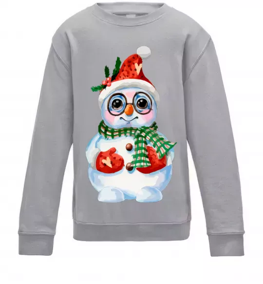 Детский Свитшот Сніговик в рукавичках Серый меланж фото