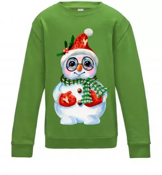 Детский Свитшот Сніговик в рукавичках Лаймовый фото