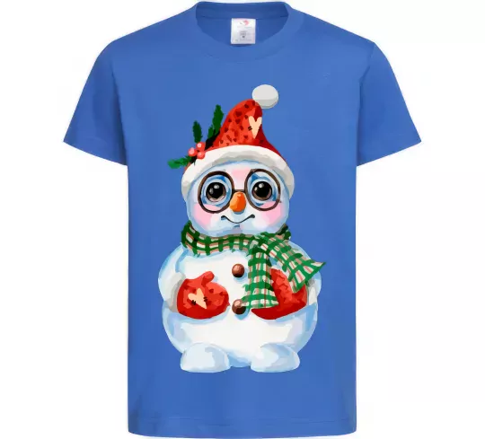 Дитяча футболка Сніговик в рукавичках Яскраво-синій фото