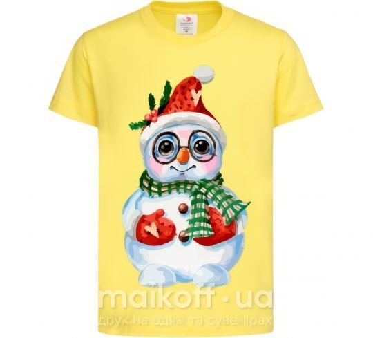 Детская футболка Снеговик в варежках Лимонный фото