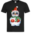 Мужская футболка Сніговик в рукавичках Черный фото
