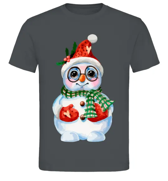 Мужская футболка Сніговик в рукавичках Графит фото