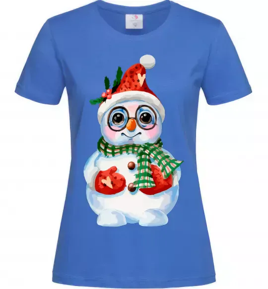 Женская футболка Сніговик в рукавичках Ярко-синий фото