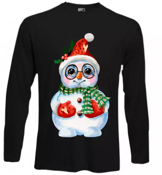 Лонгслив Сніговик в рукавичках Черный фото