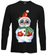 Лонгслив Сніговик в рукавичках Черный фото