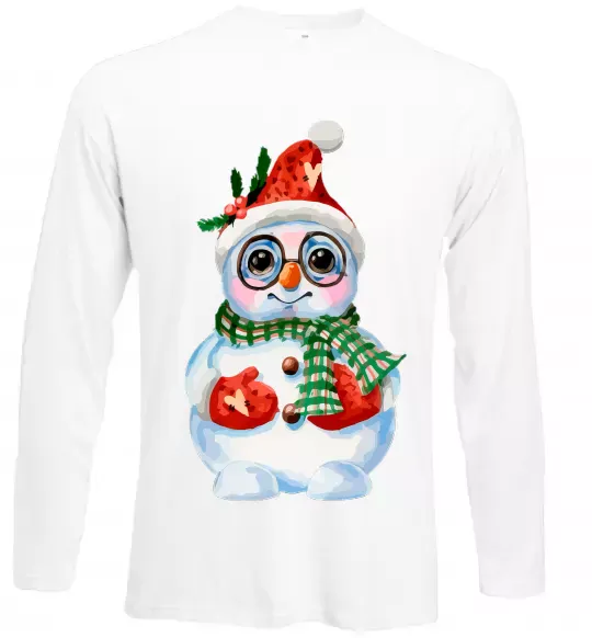 Лонгслив Сніговик в рукавичках Белый фото