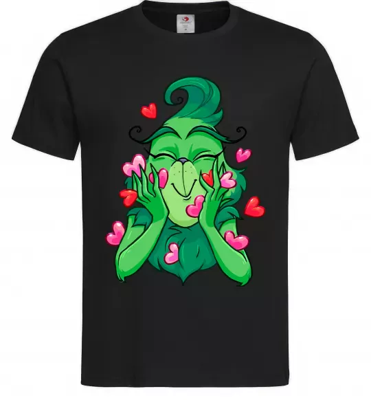 Чоловіча футболка Грінч в сердечках Чорний фото