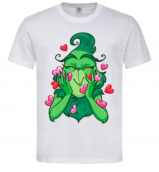 Чоловіча футболка Грінч в сердечках Білий фото