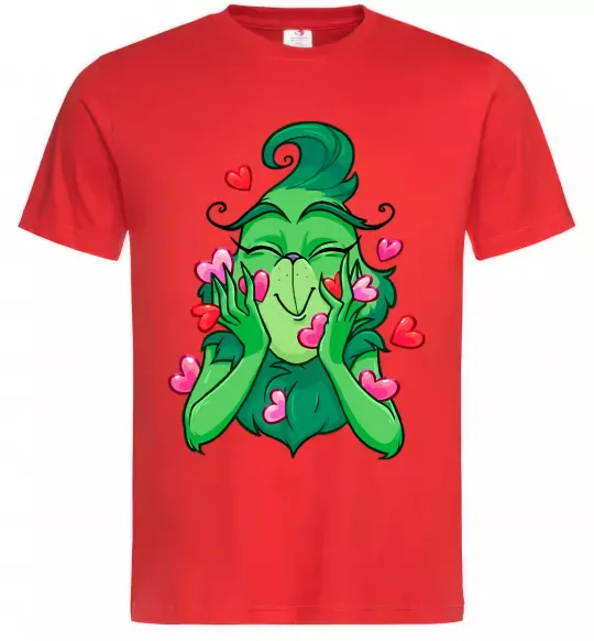 Чоловіча футболка Грінч в сердечках Червоний фото