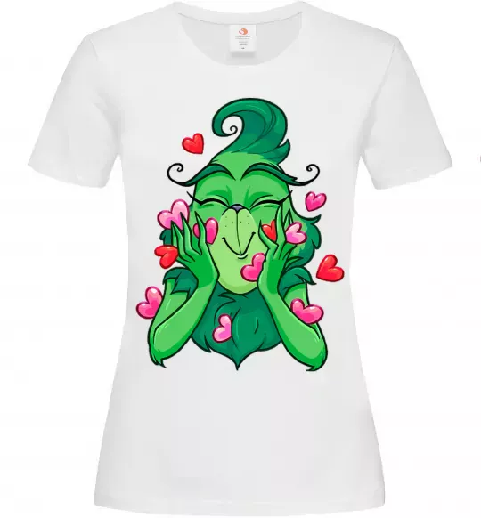 Женская футболка Грінч в сердечках Белый фото