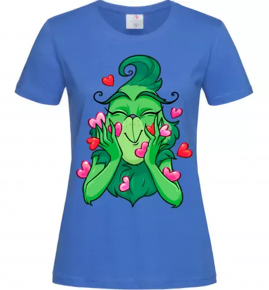 Женская футболка Грінч в сердечках Ярко-синий фото