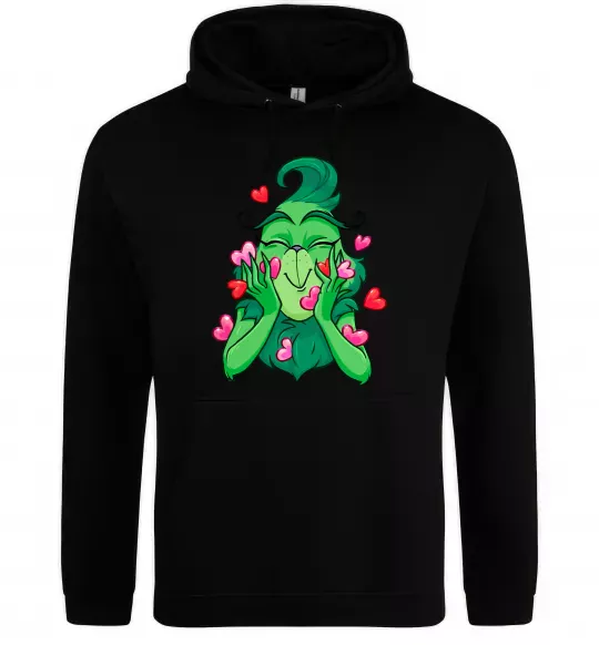 Чоловіча толстовка (худі) Грінч в сердечках Чорний фото