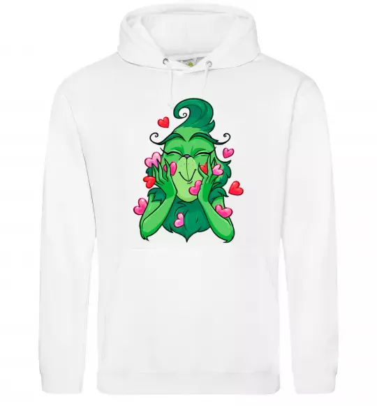Чоловіча толстовка (худі) Грінч в сердечках Білий фото