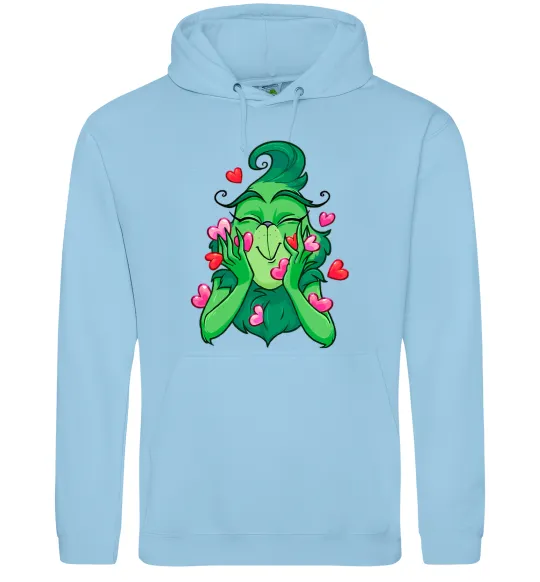 Жіноча толстовка (худі) Грінч в сердечках Блакитний фото