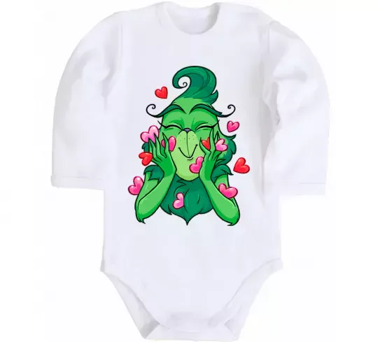 Дитячий бодік Грінч в сердечках Білий фото