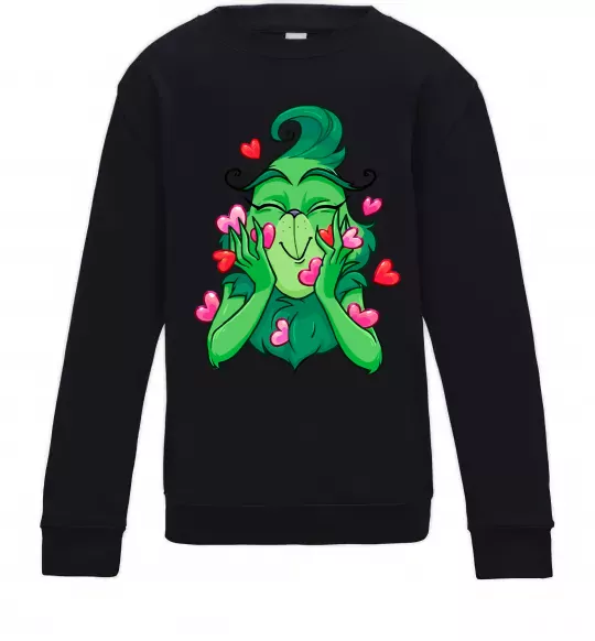 Детский Свитшот Грінч в сердечках Черный фото