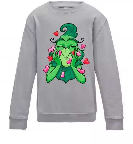 Детский Свитшот Грінч в сердечках Серый меланж фото