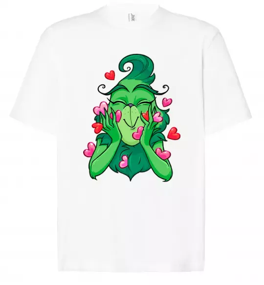 Футболка Оверсайз Грінч в сердечках Белый фото