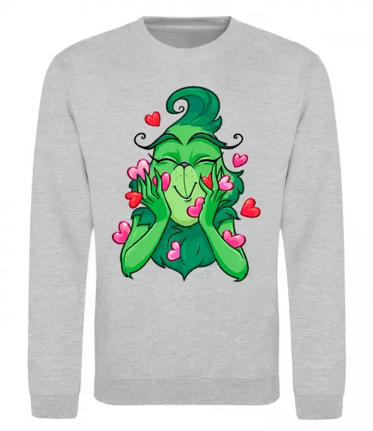 Світшот Грінч в сердечках Сірий меланж фото