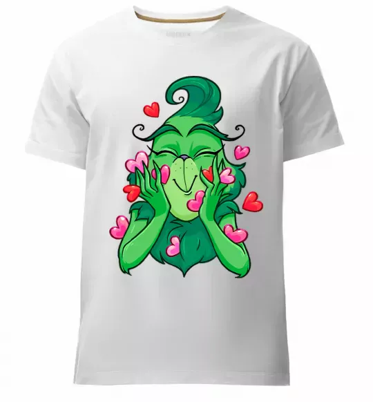 Мужская премиум футболка Грінч в сердечках Белый фото