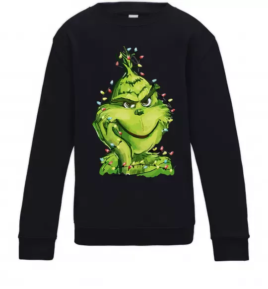 Дитячий світшот Грінч в гірлянді Чорний фото