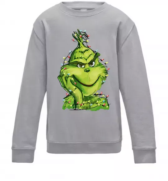 Дитячий світшот Грінч в гірлянді Сірий меланж фото