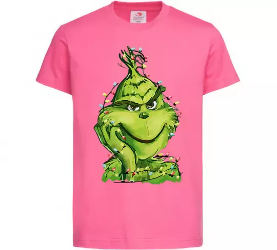 Дитяча футболка Грінч в гірлянді Яскраво-рожевий фото