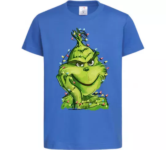 Дитяча футболка Грінч в гірлянді Яскраво-синій фото