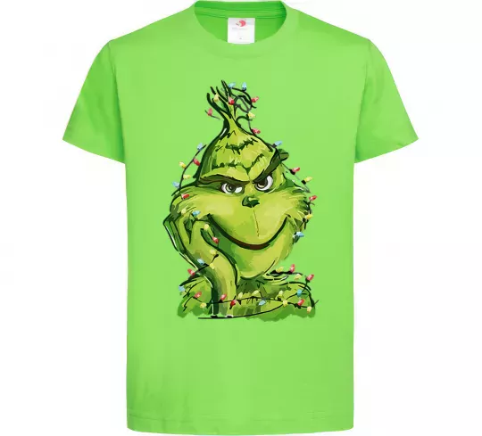 Дитяча футболка Грінч в гірлянді Лаймовий фото