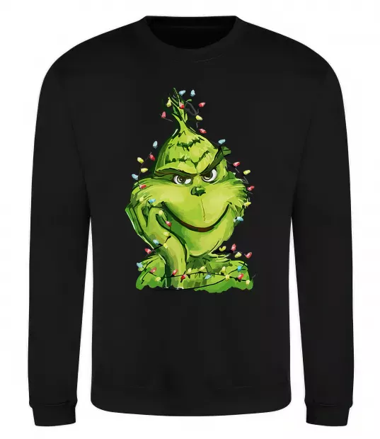 Світшот Грінч в гірлянді Чорний фото