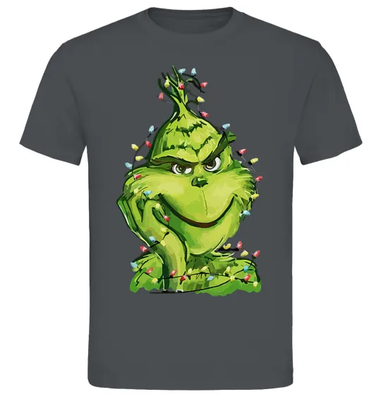 Чоловіча футболка Грінч в гірлянді Графіт фото