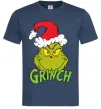 Мужская футболка Грінч в шапці діда Мороза Темно-синий фото