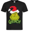 Мужская футболка Грінч в шапці діда Мороза Черный фото