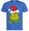 Мужская футболка Грінч в шапці діда Мороза Ярко-синий фото