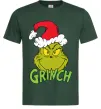 Мужская футболка Грінч в шапці діда Мороза Темно-зеленый фото