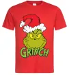 Мужская футболка Грінч в шапці діда Мороза Красный фото