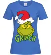 Женская футболка Грінч в шапці діда Мороза Ярко-синий фото